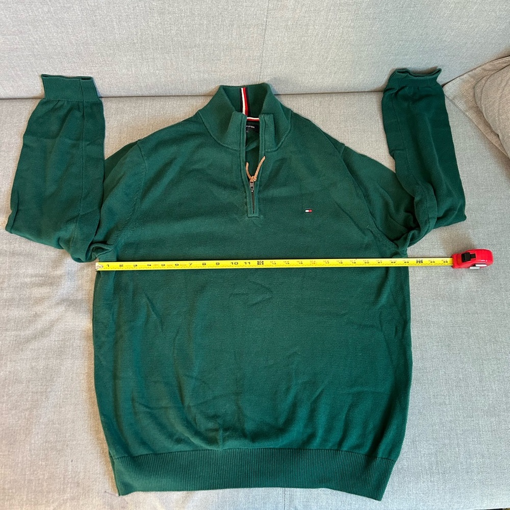 Tommy Hilfiger Quarter Zip Sweater Green Mens XL - Picture 5 of 8